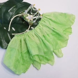 Vintage Tinkerbell Little Girl Costume Disney Fairies Tutu and Beaded Tiara